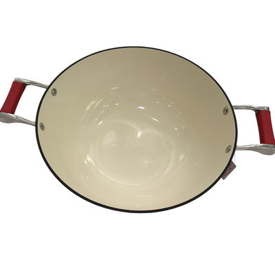 wok chinois de poêle de la fonte 15Inch avec les poignées durables de boucle
