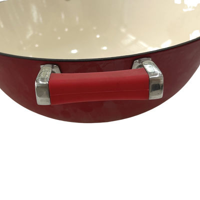 wok chinois de poêle de la fonte 15Inch avec les poignées durables de boucle