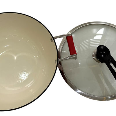 wok chinois de poêle de la fonte 15Inch avec les poignées durables de boucle