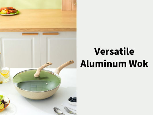 Poignée résistante à la chaleur de Pan With Flat Bottom And du wok 12Inch chinois souple