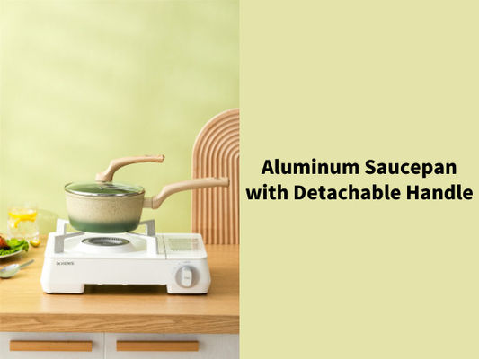 De biens casserole en aluminium de bâton non avec le couvercle d'acier inoxydable et rester la poignée fraîche