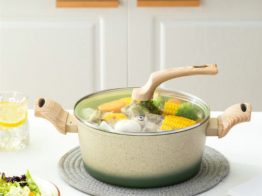 Non cocotte en terre en aluminium de bâton avec le revêtement renforcé et la poignée détachable