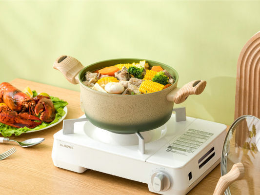 Poignées résistantes de Pan Non Stick With Heat de cocotte en terre en aluminium de haute performance et couvercle en verre