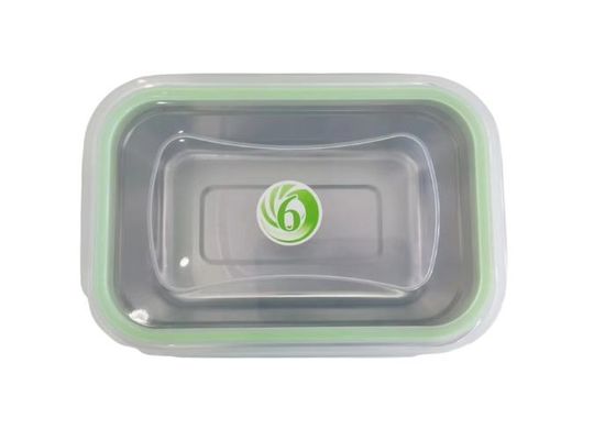 Contenant en acier inoxydable réutilisable avec couvercle en plastique transparent de 18 cm