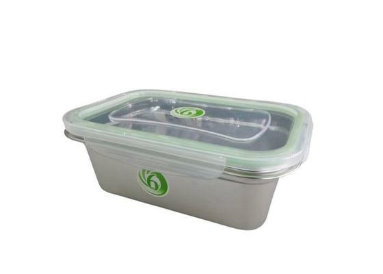Contenant en acier inoxydable réutilisable avec couvercle en plastique transparent de 18 cm