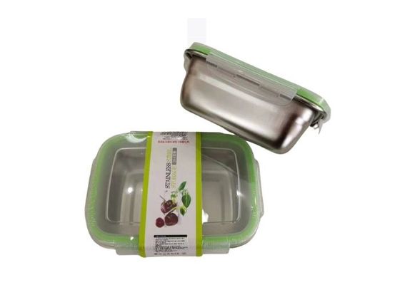 Contenant en acier inoxydable réutilisable avec couvercle en plastique transparent de 18 cm