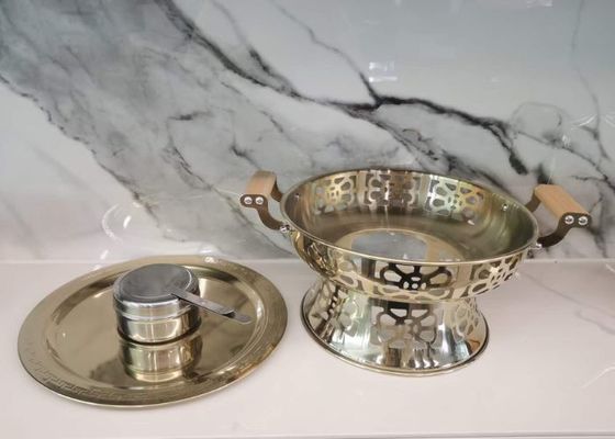 Résistant à la chaleur en bois rond de plat de friction d'acier inoxydable de poignée pour des biens de ruban
