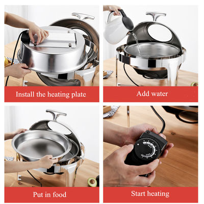 Réchauffeur de nourriture chaud de approvisionnement d'équipement d'ensemble de buffet d'acier de pot d'hôtel d'acier inoxydable