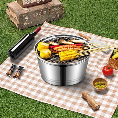 Poêle à gril à BBQ portable en acier inoxydable 29 cm pour le camping