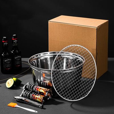 Poêle à gril à BBQ portable en acier inoxydable 29 cm pour le camping