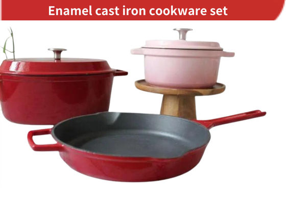 ISO9001 Émailé Skillet en fonte avec casserole Dutch Oven / Pâte à frire