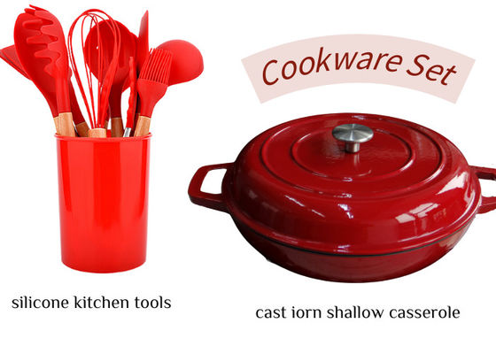 Coupe de cuillère en silicone en fer forgé en émail rouge
