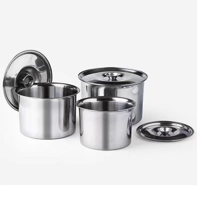 Contenant rond en acier inoxydable pour sauce avec couvercle