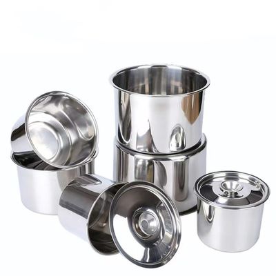 Contenant rond en acier inoxydable pour sauce avec couvercle