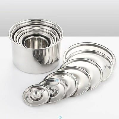 Contenant rond en acier inoxydable pour sauce avec couvercle