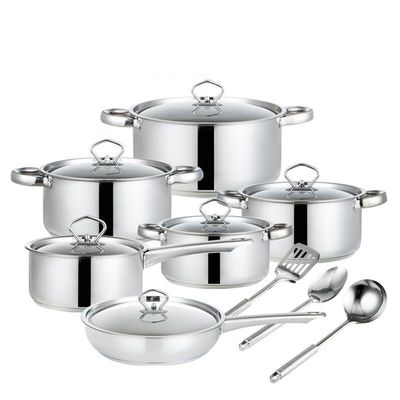 Composition de pots en acier inoxydable de qualité alimentaire en 15 pièces avec accessoires