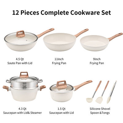 cuisine saine plats de casserole en 12 pièces non collants avec couvercle en verre