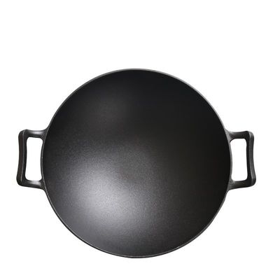 Vintage 32/36cm Wok en fonte avec deux oreilles