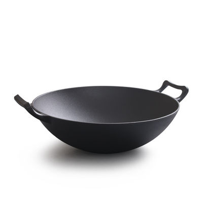 Vintage 32/36cm Wok en fonte avec deux oreilles