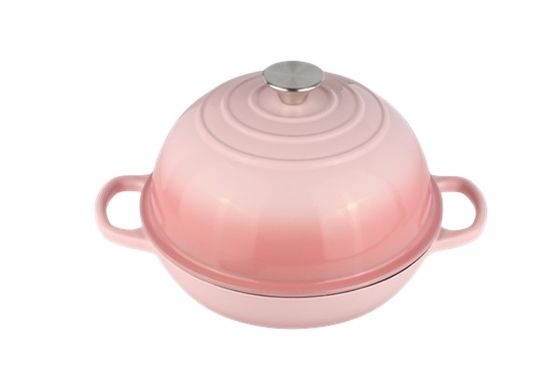 6QT four hollandais en fonte émaillée rose stylé et fonctionnel