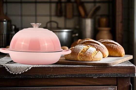 6QT four hollandais en fonte émaillée rose stylé et fonctionnel