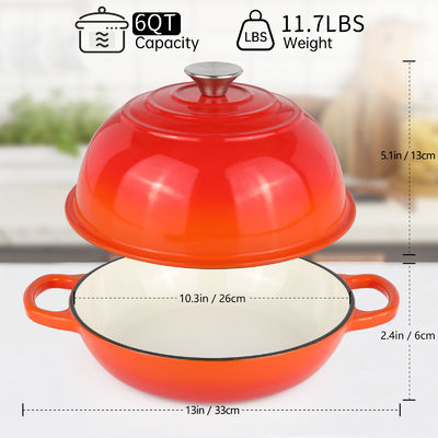 6 QT de four en acier fondu en émail parfait pour cuire la pâte aigre, l'embrasement et la cuisson lente