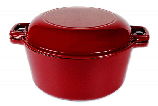 cocotte en terre 2 de la fonte 4.8L en 1 four néerlandais de fonte avec le couvercle de poêle