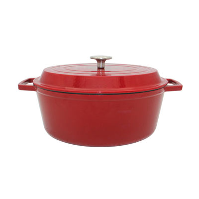 Cocotte en terre ovale adaptée aux besoins du client de revêtement émaillé de cocotte en terre de fonte avec le couvercle