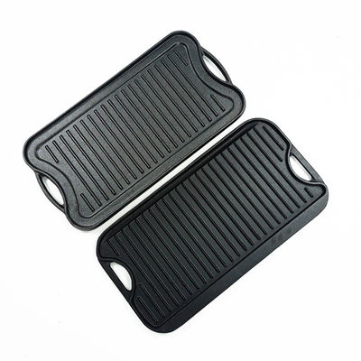 Camping plat de BARBECUE de Pan For de gauffreuse de fonte de Matt Black 17X9.8 »