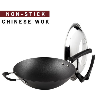 Wok chinois de Pan Anti Rust Non Stick de wok chinois de sauté avec le couvercle